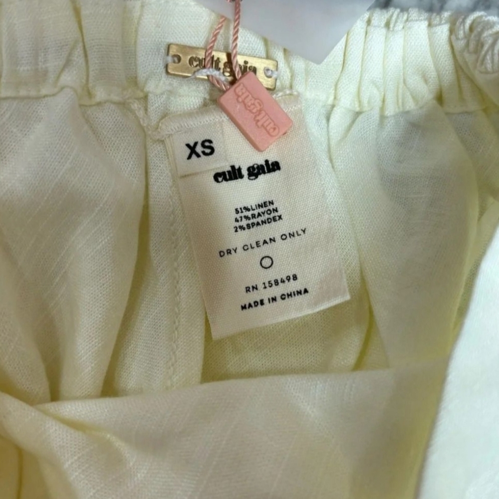 Cult Gaia Kersti Pant Off White linen blend Lightweight Pants high rise NWT XS - Picture 8 of 8
